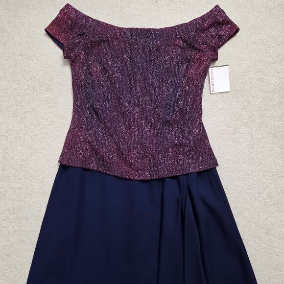 NWT David's Bridal 4 Off Shoulder Formal Evening Gala Sparkle Maxi Gown Dress - Picture 5 of 16